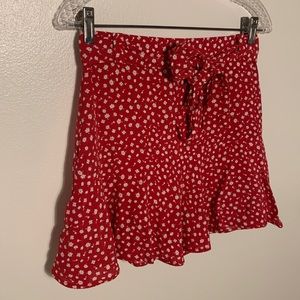 ZARA Red and White Floral Skort